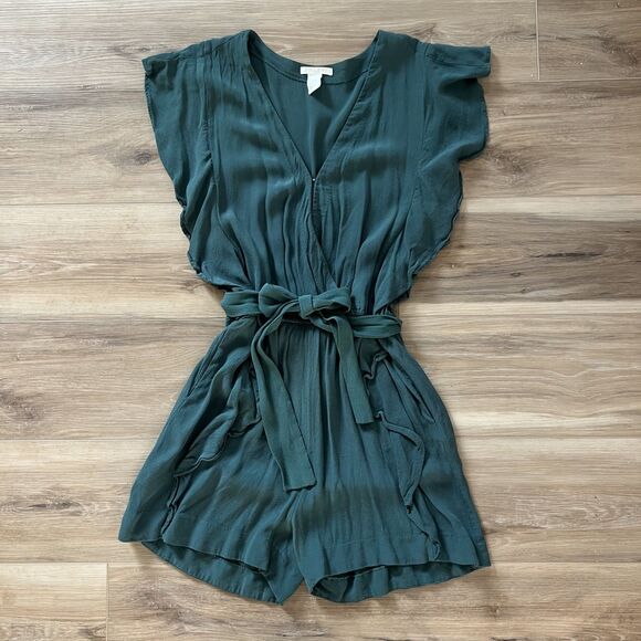Womens GORGEOUS Fall Outfit Green Shorts Romper by H&M sz 8 - Picture 2 of 7
